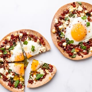 Mediterranean Breakfast Cauliflower Crust Pizza