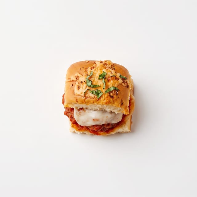 Meatball Slider with Fresh Mozzarella.