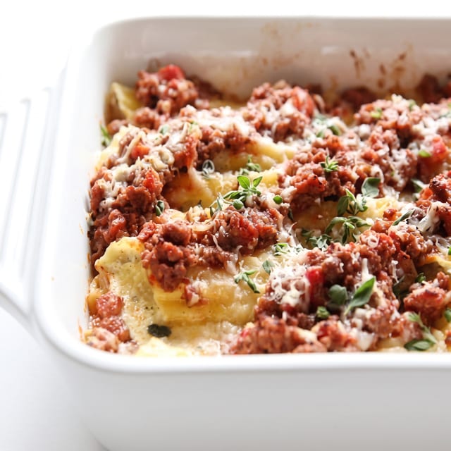 Manicotti with Meat Sauce.