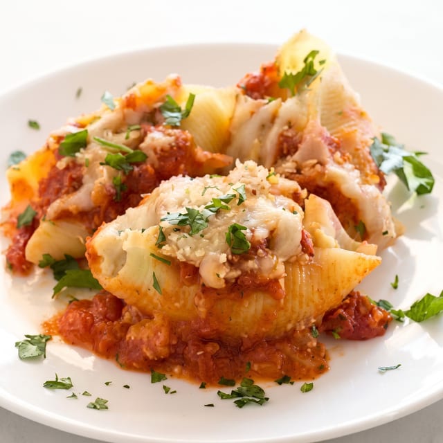 Stuffed Shells Parmigiana.